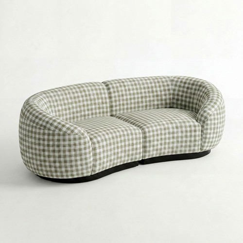 NEW - SS-810-SETUP-003 | BELLAGIO CHECKER PATTERN LOVESEAT WITH ROUNDED ARMS