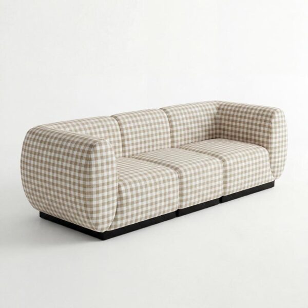 SS-810-SETUP-505 | BELLAGIO CHECKER PATTERN SOFA SQUARED ARMS