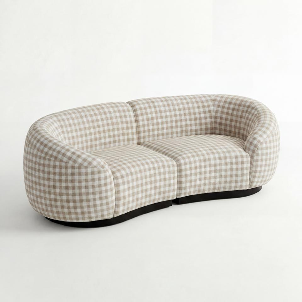 NEW - SS-810-SETUP-003 | BELLAGIO CHECKER PATTERN LOVESEAT WITH ROUNDED ARMS