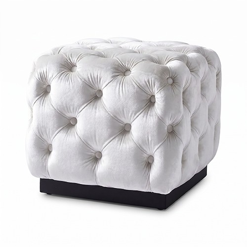 SS-511 | WHITE TUFTED VELVET OTTOMAN