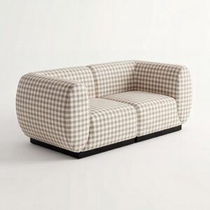 NEW - SS-810-SETUP-001 | BELLAGIO CHECKER PATTERN LOVESEAT SQUARED ARMS