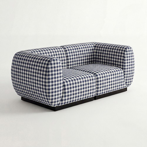 NEW - SS-810-SETUP-001 | BELLAGIO CHECKER PATTERN LOVESEAT SQUARED ARMS