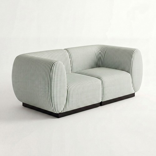NEW - SS-810-SETUP-001 | BELLAGIO CHECKER PATTERN LOVESEAT SQUARED ARMS