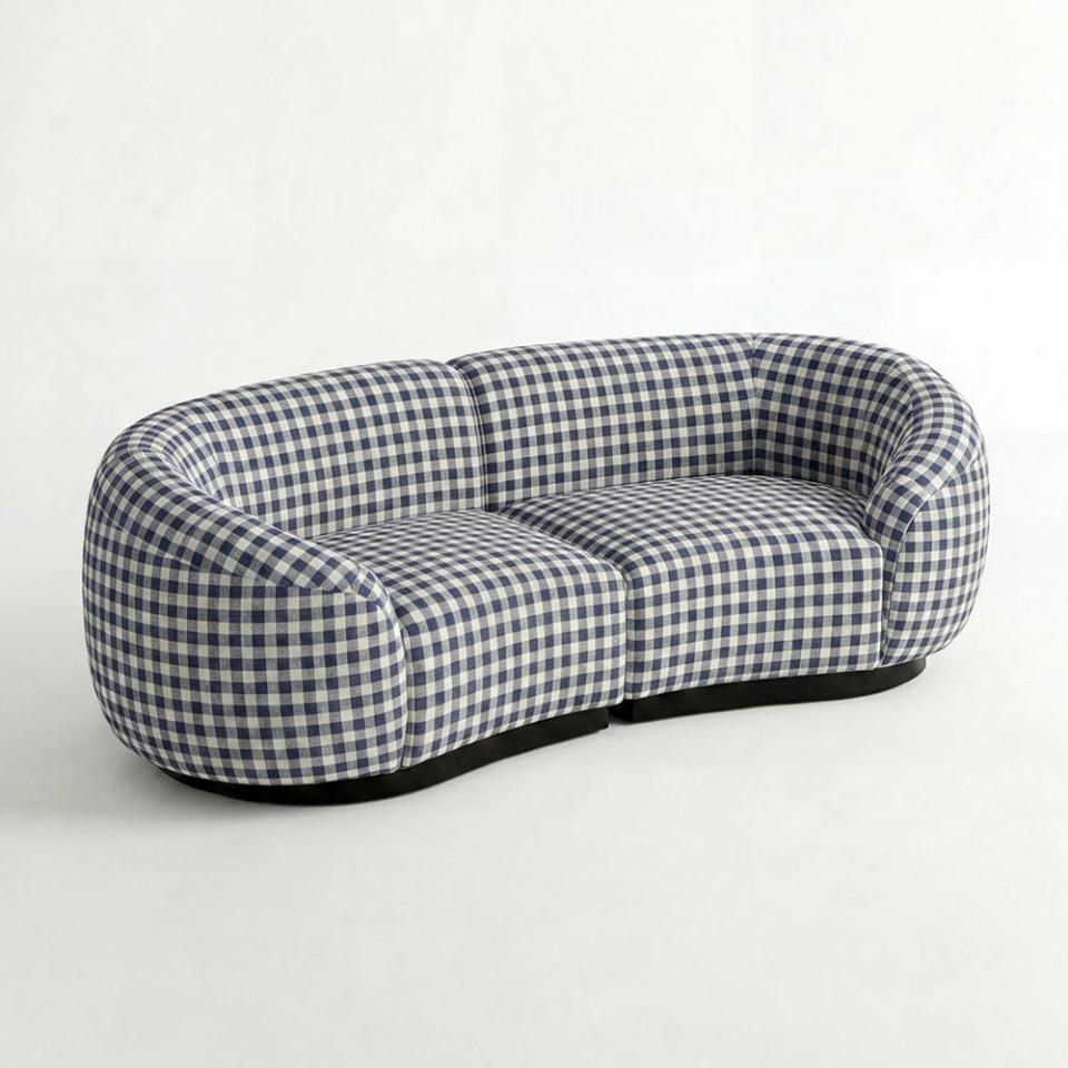 SS-810-SETUP-510 | BELLAGIO CHECKER PATTERN LOVESEAT WITH ROUNDED ARMS