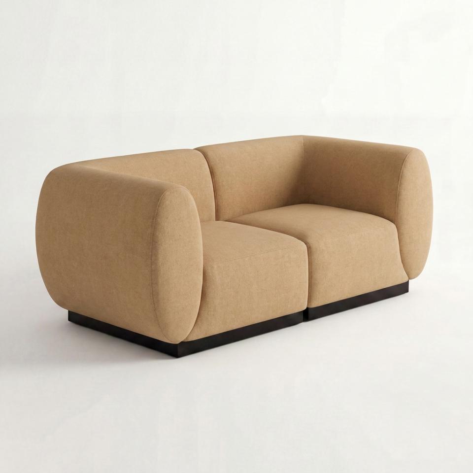SS-810-SETUP-540 | BELLAGIO TAN LOVESEAT SQUARED ARMS