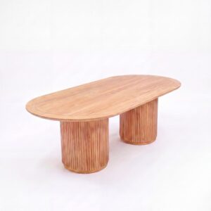 CASUAL-SETUP-151 | SYDNEY FLUTED OVAL DINING TABLE NATURAL WOOD