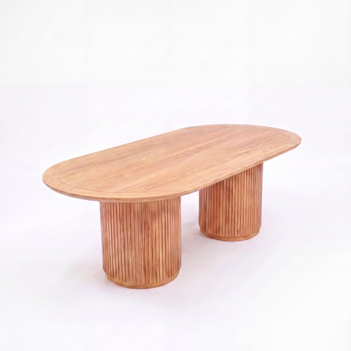 CASUAL-SETUP-151 | SYDNEY FLUTED OVAL DINING TABLE NATURAL WOOD