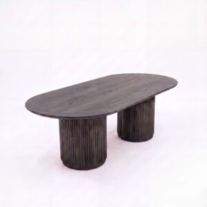 CASUAL-SETUP-152 | SYDNEY FLUTED OVAL DINING TABLE BLACK WOOD