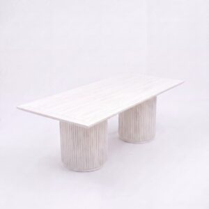 CASUAL-SETUP-153 | SYDNEY FLUTED RECTANGULAR DINING TABLE WHITE WOOD