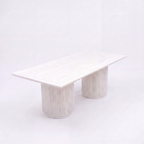 CASUAL-SETUP-153 | SYDNEY FLUTED RECTANGULAR DINING TABLE WHITE WOOD