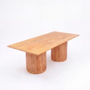 CASUAL-SETUP-154 | SYDNEY FLUTED RECTANGULAR DINING TABLE NATURAL WOOD