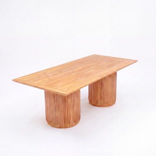 CASUAL-SETUP-154 | SYDNEY FLUTED RECTANGULAR DINING TABLE NATURAL WOOD