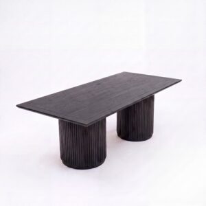 CASUAL-SETUP-155 | SYDNEY FLUTED RECTANGULAR DINING TABLE BLACK WOOD