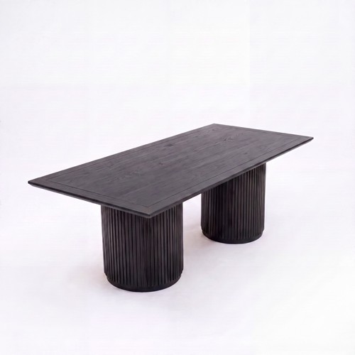 CASUAL-SETUP-155 | SYDNEY FLUTED RECTANGULAR DINING TABLE BLACK WOOD