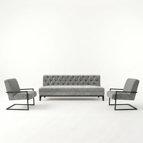 SS-630-SETUP-005 | TUFTED FABRIC SOFA VINGETTE GREY