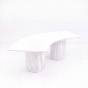 CASUAL-SETUP-156 | SYDNEY FLUTED SERPENTINE DINING TABLE WHITE WOOD