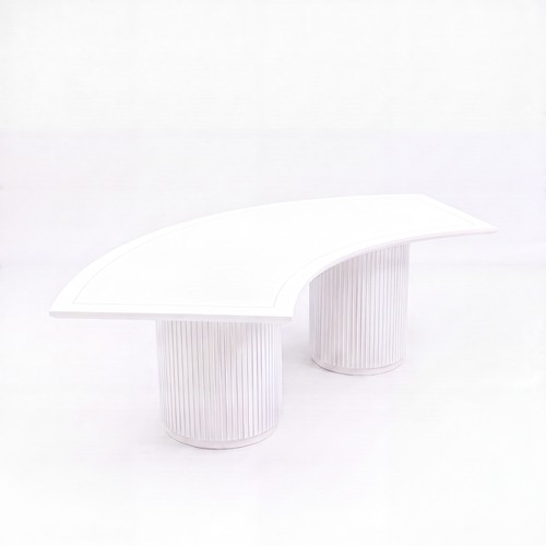CASUAL-SETUP-156 | SYDNEY FLUTED SERPENTINE DINING TABLE WHITE WOOD