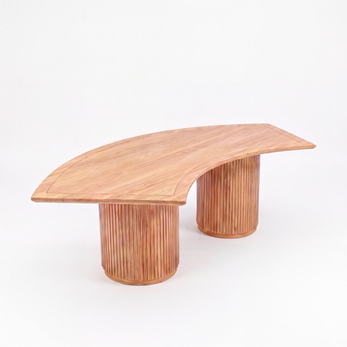 CASUAL-SETUP-157 | SYDNEY FLUTED SERPENTINE DINING TABLE NATURAL WOOD