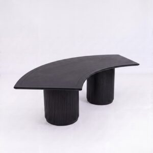 CASUAL-SETUP-158 | SYDNEY FLUTED SERPENTINE DINING TABLE BLACK WOOD
