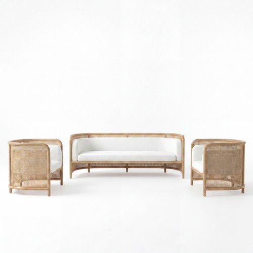 SS-650-SETUP-010 | NAPA NATURAL CANE SOFA VIGNETTE WHITE LINEN