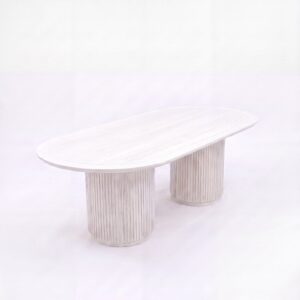 CASUAL-SETUP-150 | SYDNEY FLUTED OVAL DINING TABLE WHITE WOOD