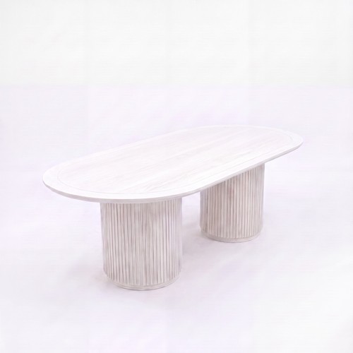 CASUAL-SETUP-150 | SYDNEY FLUTED OVAL DINING TABLE WHITE WOOD