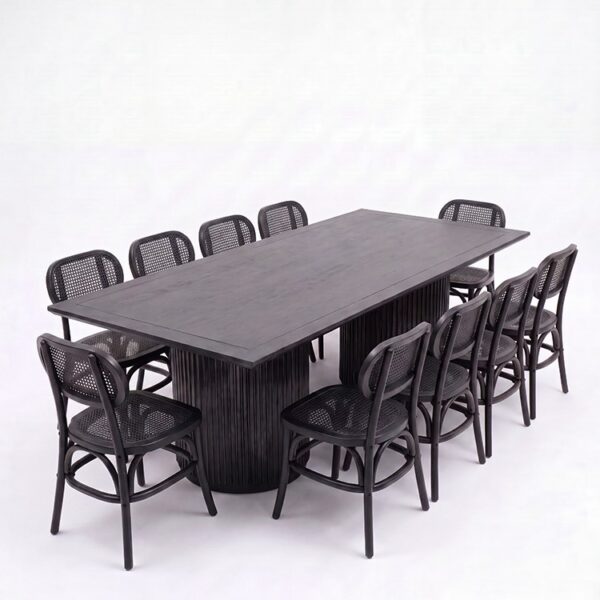 DT-SETUP-005 | SYDNEY FLUTED RECT. DINING TABLE BLACK