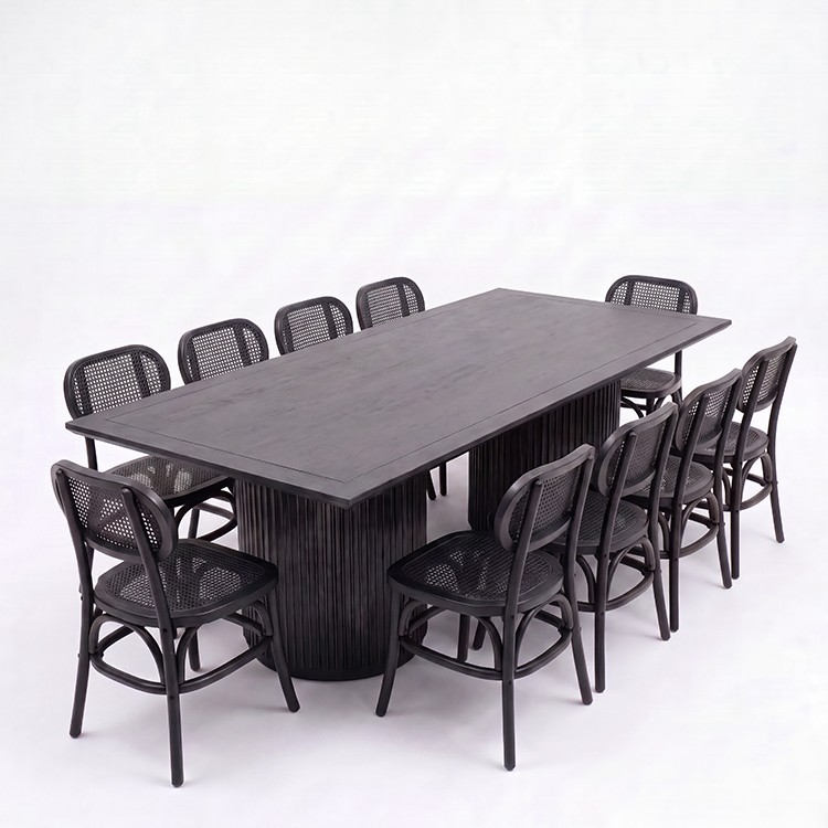 DT-SETUP-005 | SYDNEY FLUTED RECT. DINING TABLE BLACK