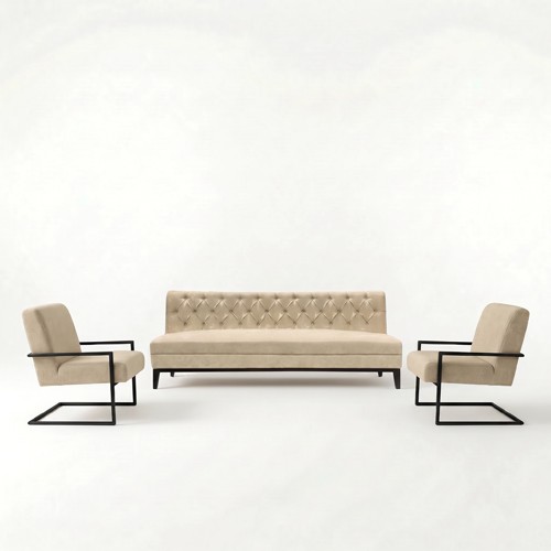 SS-630-SETUP-001 | TUFTED FABRIC SOFA VINGETTE BEIGE