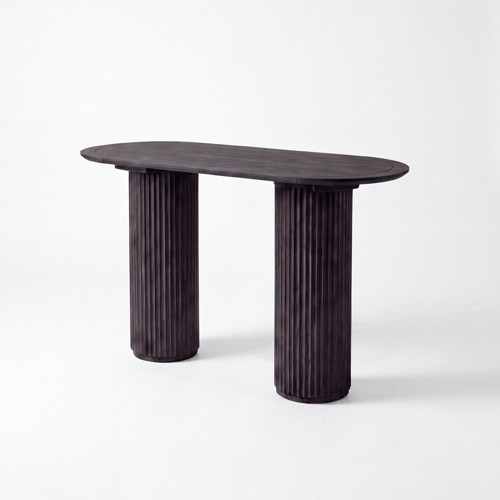 COMM-SETUP-022 | SYDNEY FLUTED OVAL COMMUNAL TABLE BLACK WOOD